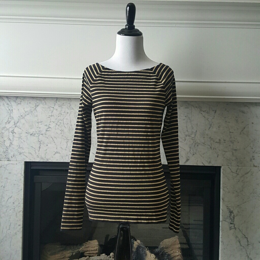 Gold and Black Stripped Long sleeve Top PM